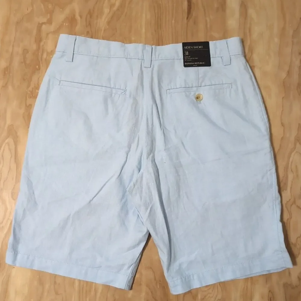 NEW Banana Republic Shorts Linen Blend Golf‎ BLUE Mens Size 31 32